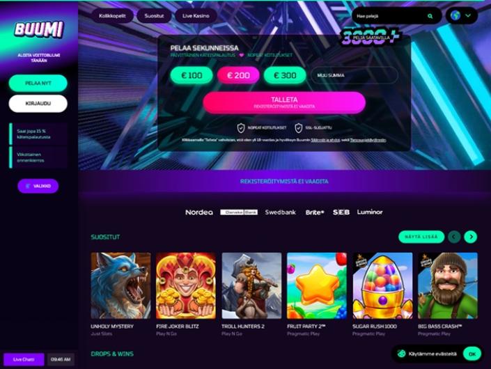 Buumi Casino -pelintarjoajien valikoimaa esittelevä kuva